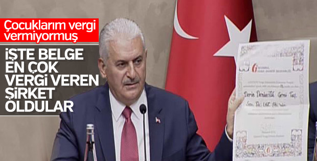 Binali Yıldırım vergi teşekkür belgesi gösterdi ile ilgili görsel sonucu