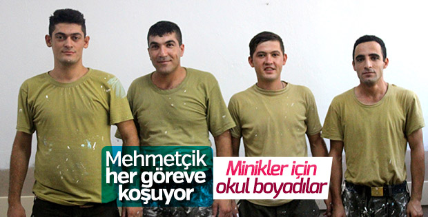 Muğla'daki bir okul asker tarafından boyandı