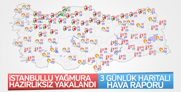 İstanbul'da sağanak yağmur etkili oluyor