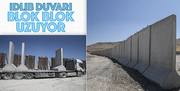İdlib'e beton blok sevkiyatı