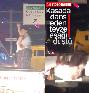 Dans ederken araçtan düştü