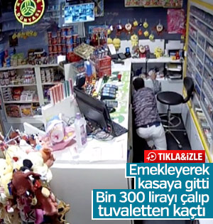 Adana'da market soyguncusu tuvalet camından kaçtı