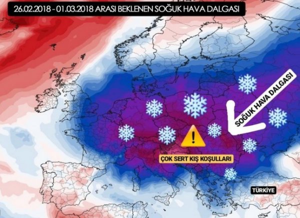 Sibirya soğukları Avrupa üzerinden Türkiye'ye geliyor