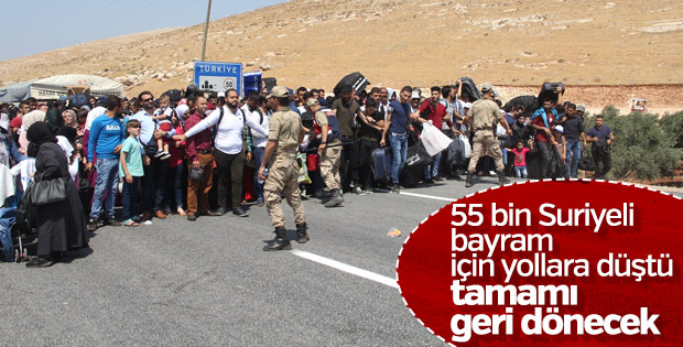 55 bin Suriyeli bayram için ülkesine gidiyor