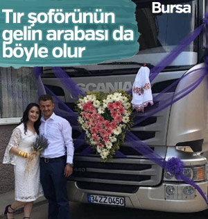 Otomobil yerine tırı gelin arabası yaptılar