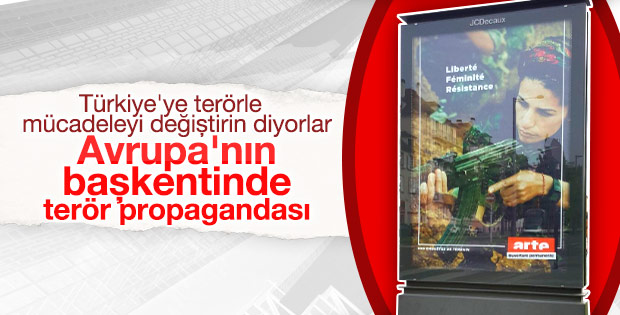 Fransa'da reklam panolarında YPG'li kadın fotoğrafları