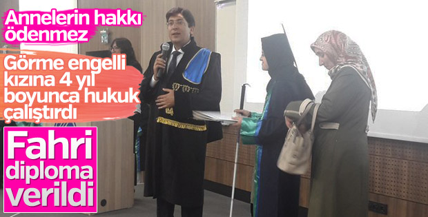 Üniversite'den engelli gencin annesine fahri diploma