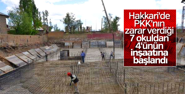 Hakkari'de PKK'nın tahrip ettiği okullar yeniden yapılıyor