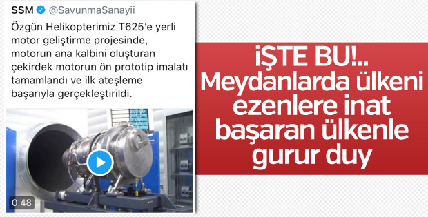 Türkiye'nin ilk yerli türbin motoru başarıyla test edildi