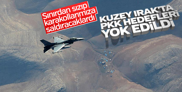 Irak'ın kuzeyinde 16 PKK hedefine bombardıman