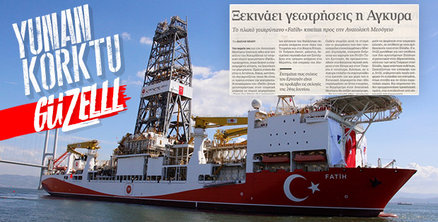 Türkiye'nin sondaj gemisi Fatih, Yunan medyasında