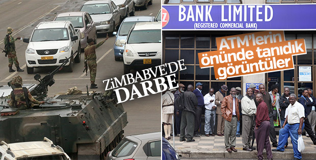Zimbabve'de askerleri görenler ATM'lere koştu