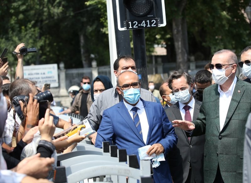 Cumhurbaşkanı Erdoğan, Ayasofya Camii'ni inceledi