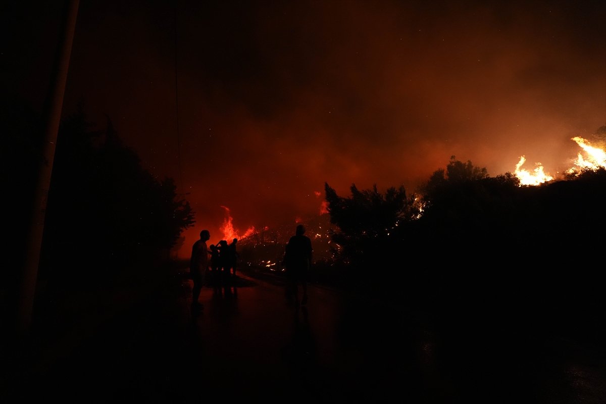 İzmir, Urla'da çıkan yangına müdahale ediliyor