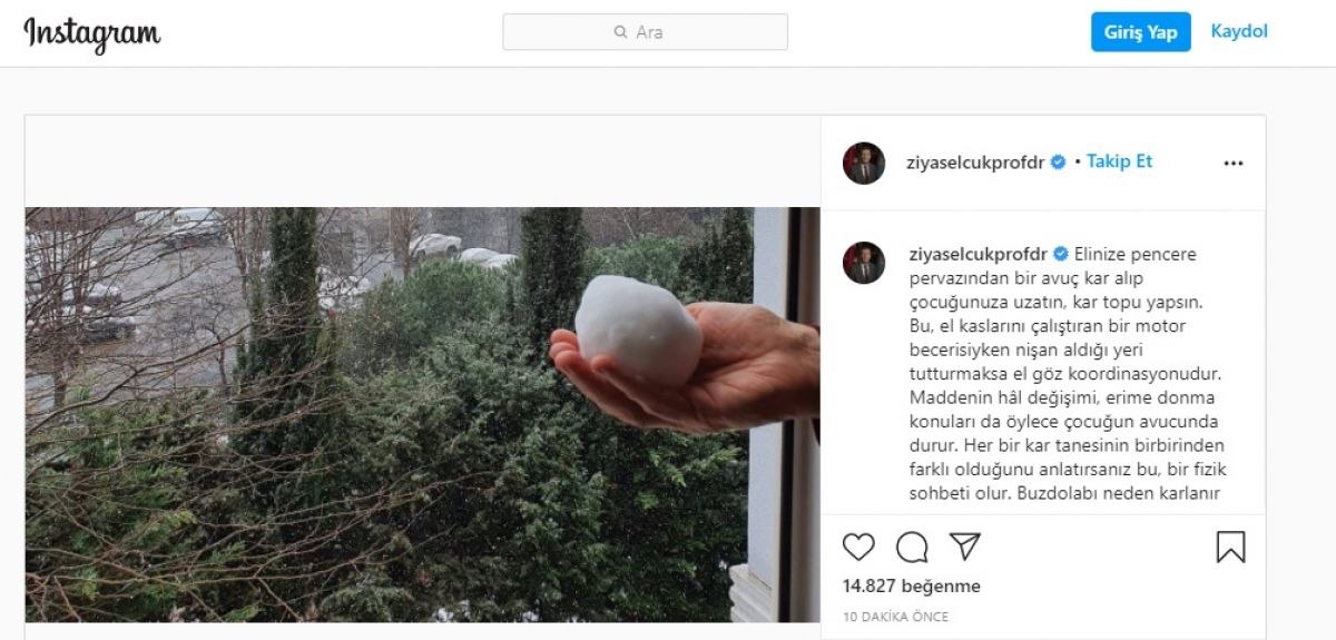 Ziya Selçuk'tan 'kartopu' paylaşımı