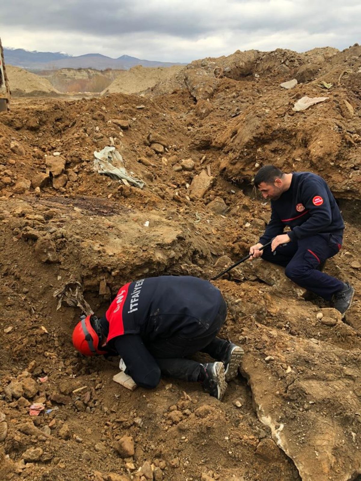 Bingöl'de moloz altında kalan kedi kurtarıldı
