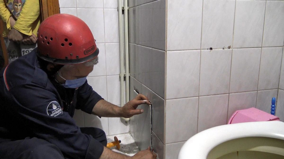 Avcılar'da havalandırma boşluğuna düşen martı kurtarıldı