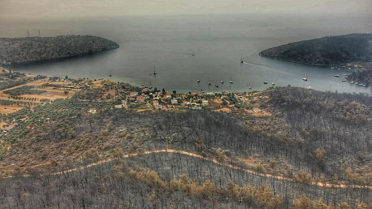Bodrum ve Milas'ta yanan alanlar drone ile havadan görüntülendi