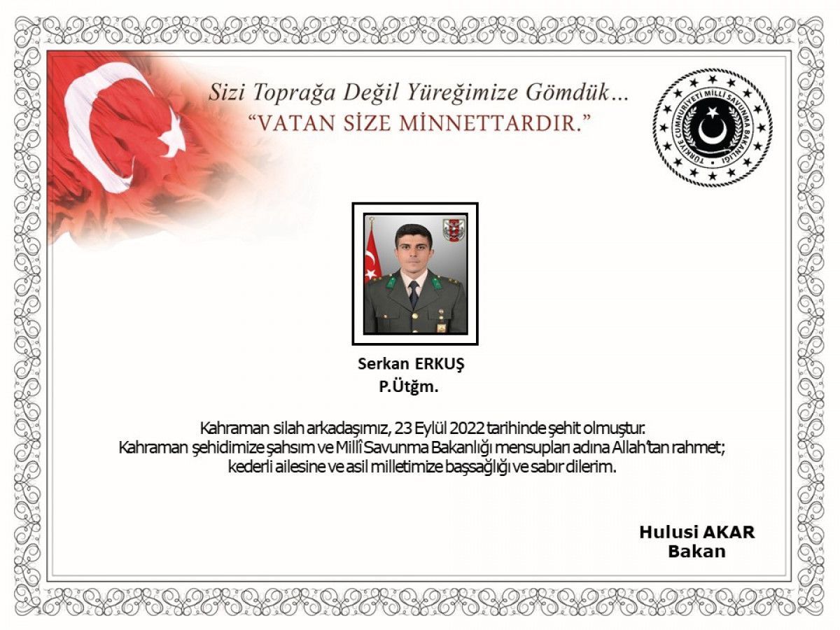 Pençe-Kilit bölgesinde 1 askerimiz şehit oldu