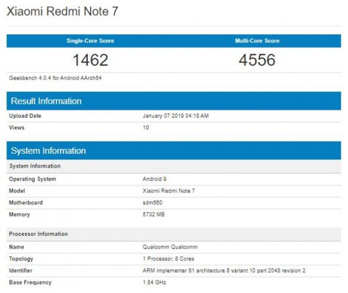 Xiaomi Redmi Note 7'nin bazı özellikleri belli oldu
