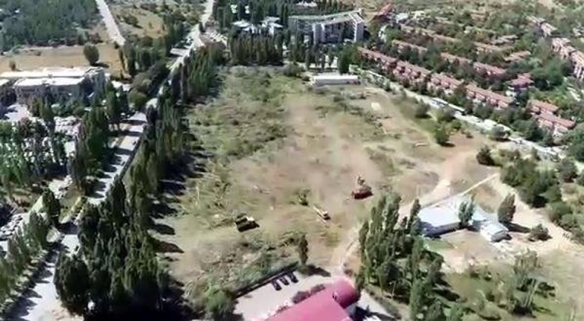 ODTÜ'de ağaçların kesildiği alanın havadan görüntüsü