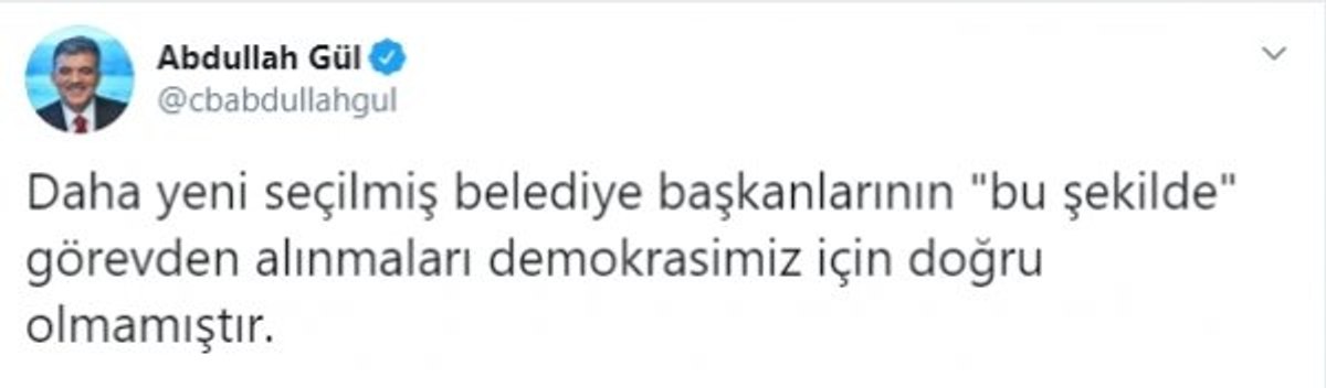 Abdullah Gül, kayyum atamasını doğru bulmadı
