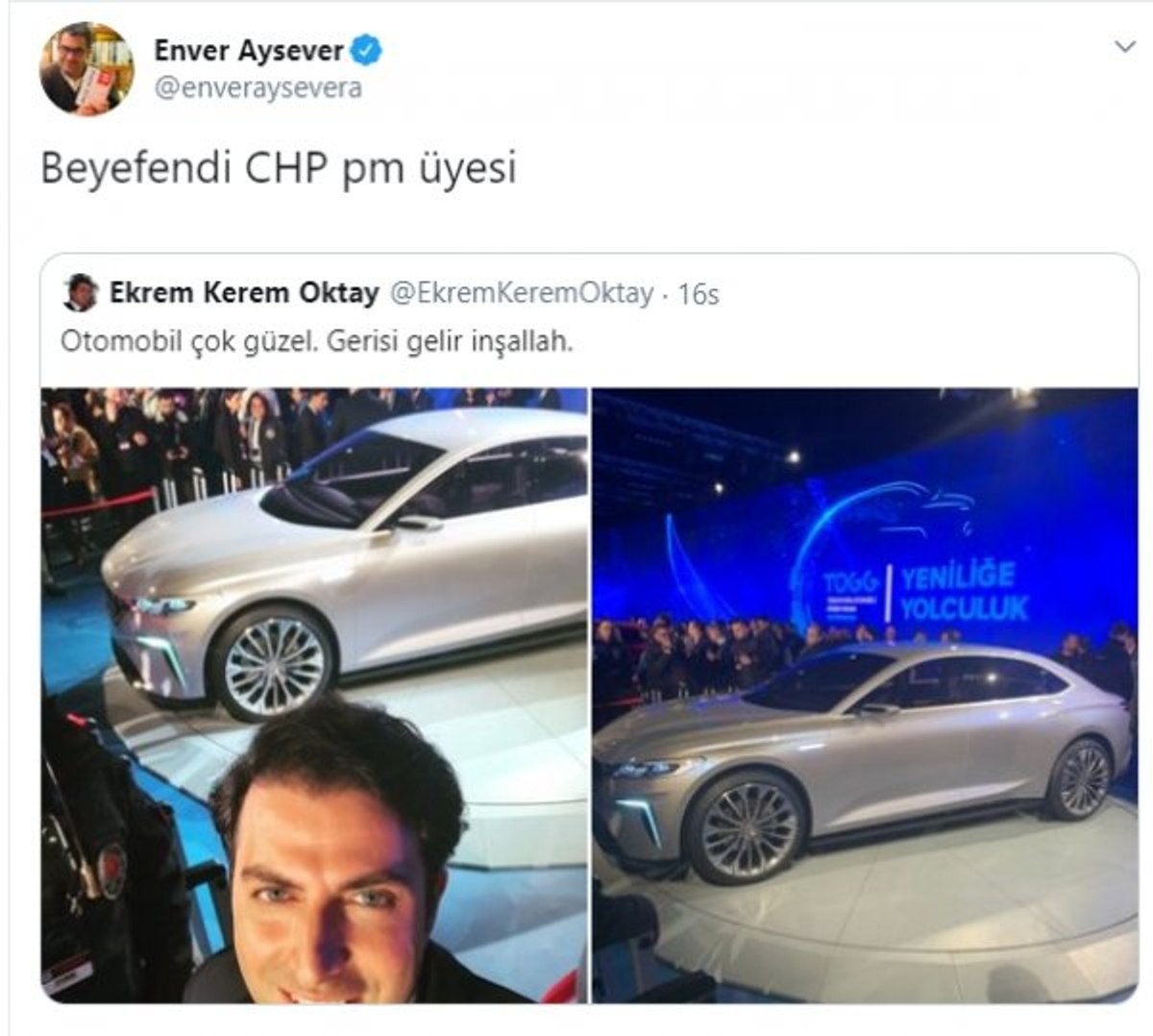 Yerli otomobili beğendiği için linç edilen CHP'liler