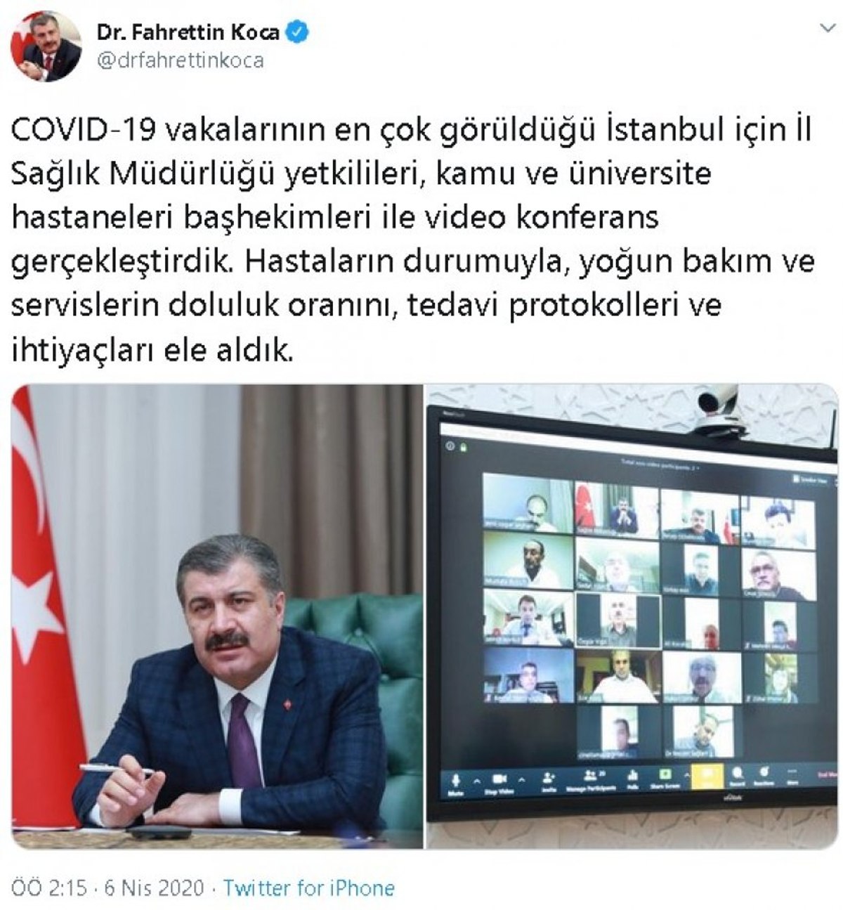 Sağlık Bakanı Koca, İstanbul için hekimlerle buluştu