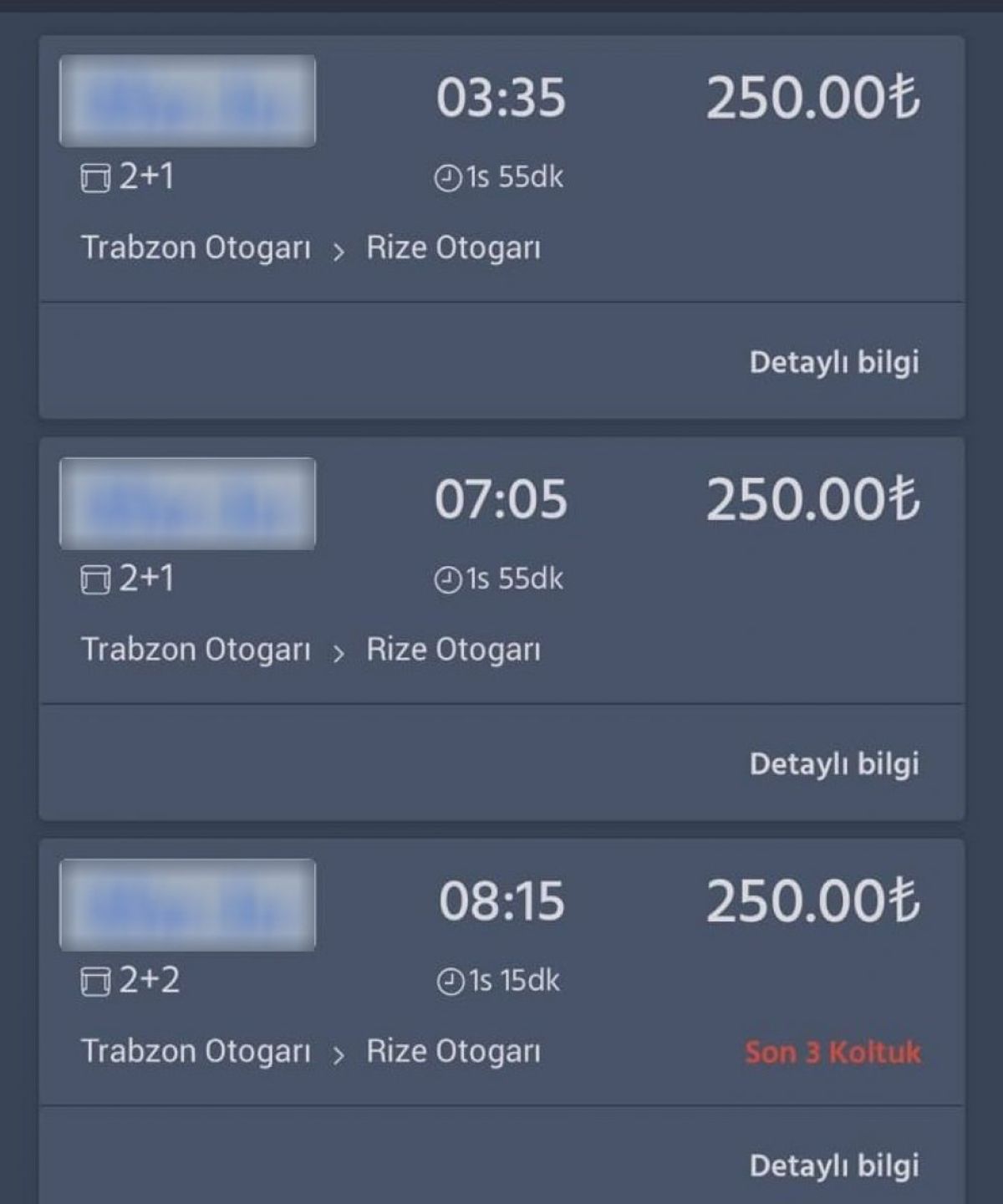 250 liralık Rize - Trabzon otobüs biletleri kaldırıldı