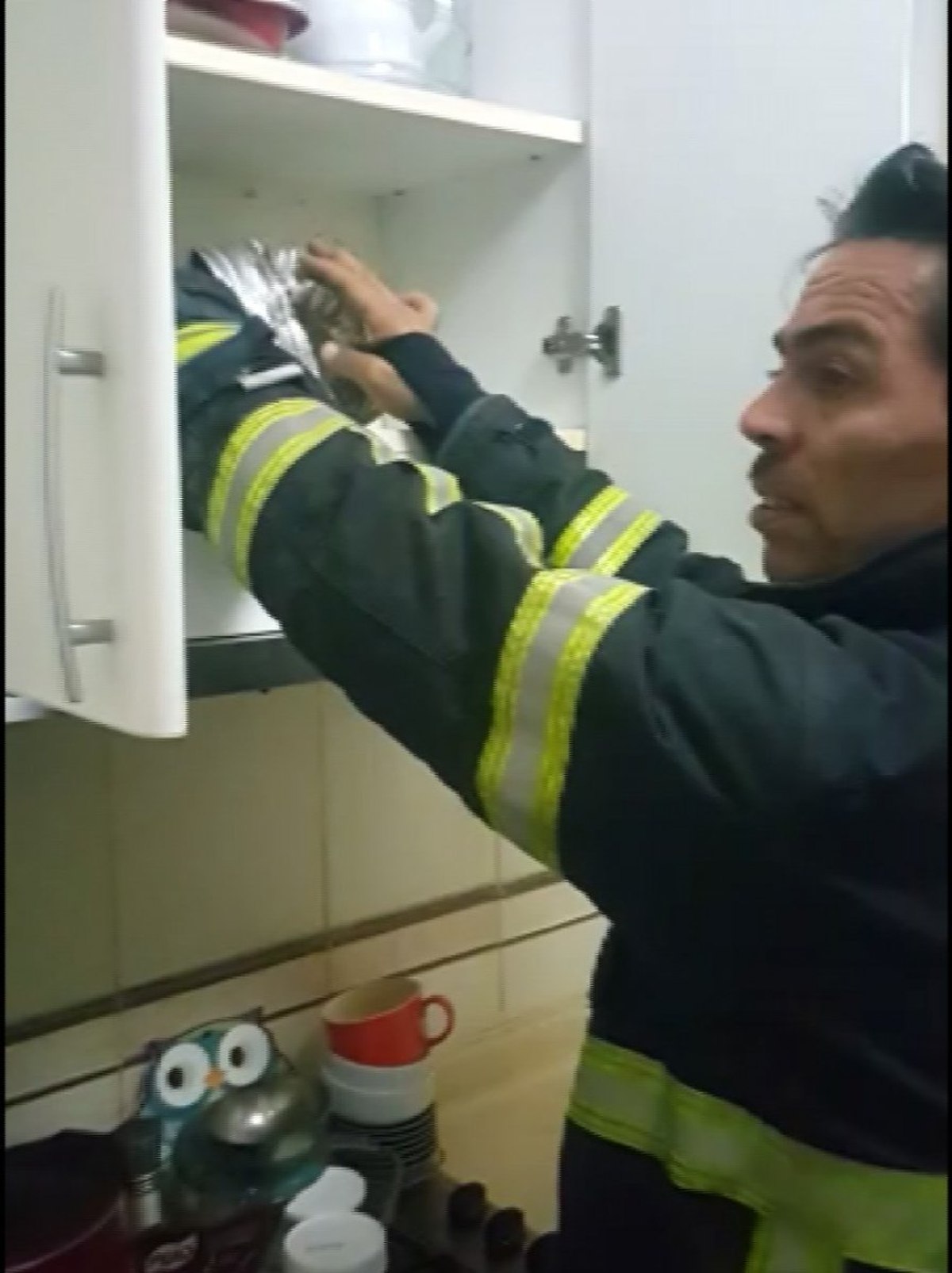 Hatay'da aspiratöre sıkışan kediyi itfaiye kurtardı