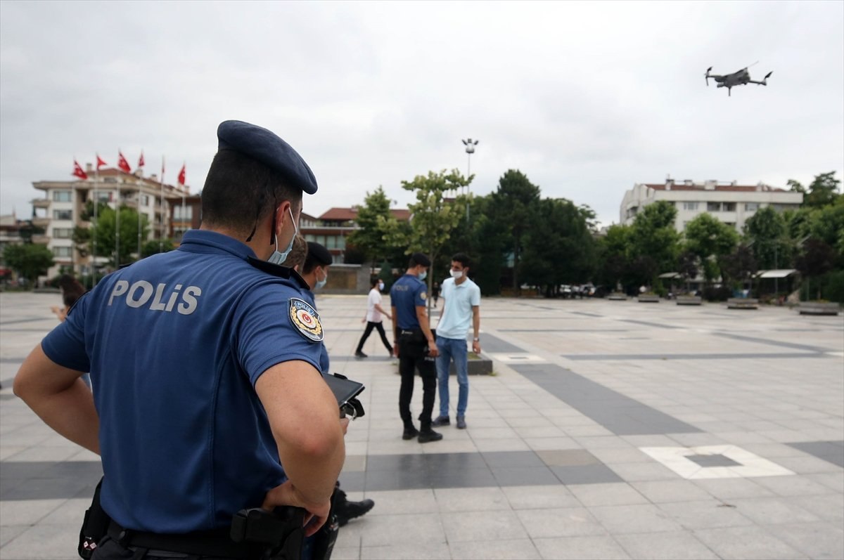 Düzce'de drone ile maske denetimi yapıldı
