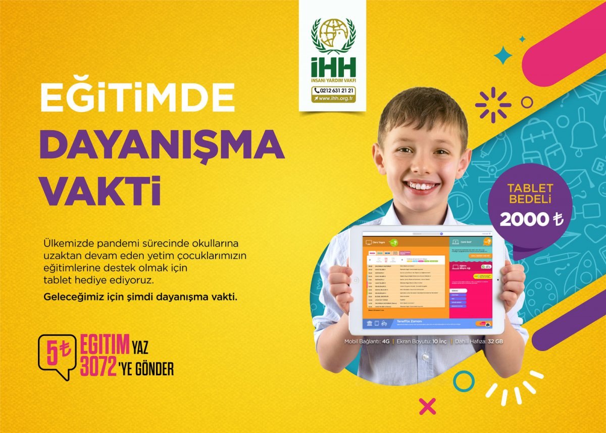 İHH'dan yetim çocuklara tablet desteği