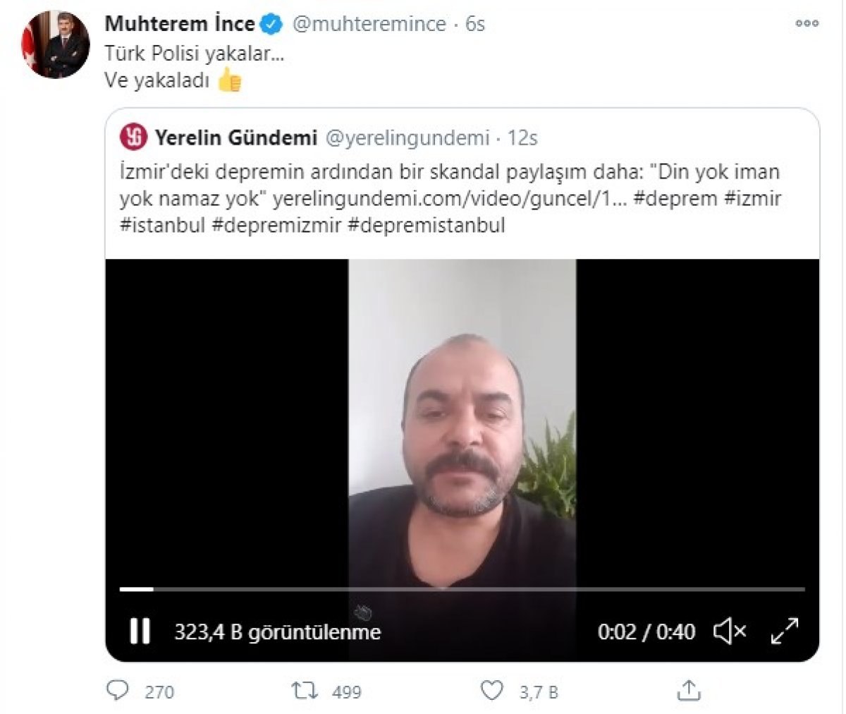 İzmir depremi için 'felaketi kendileri istedi' şeklinde konuşan kişi yakalandı