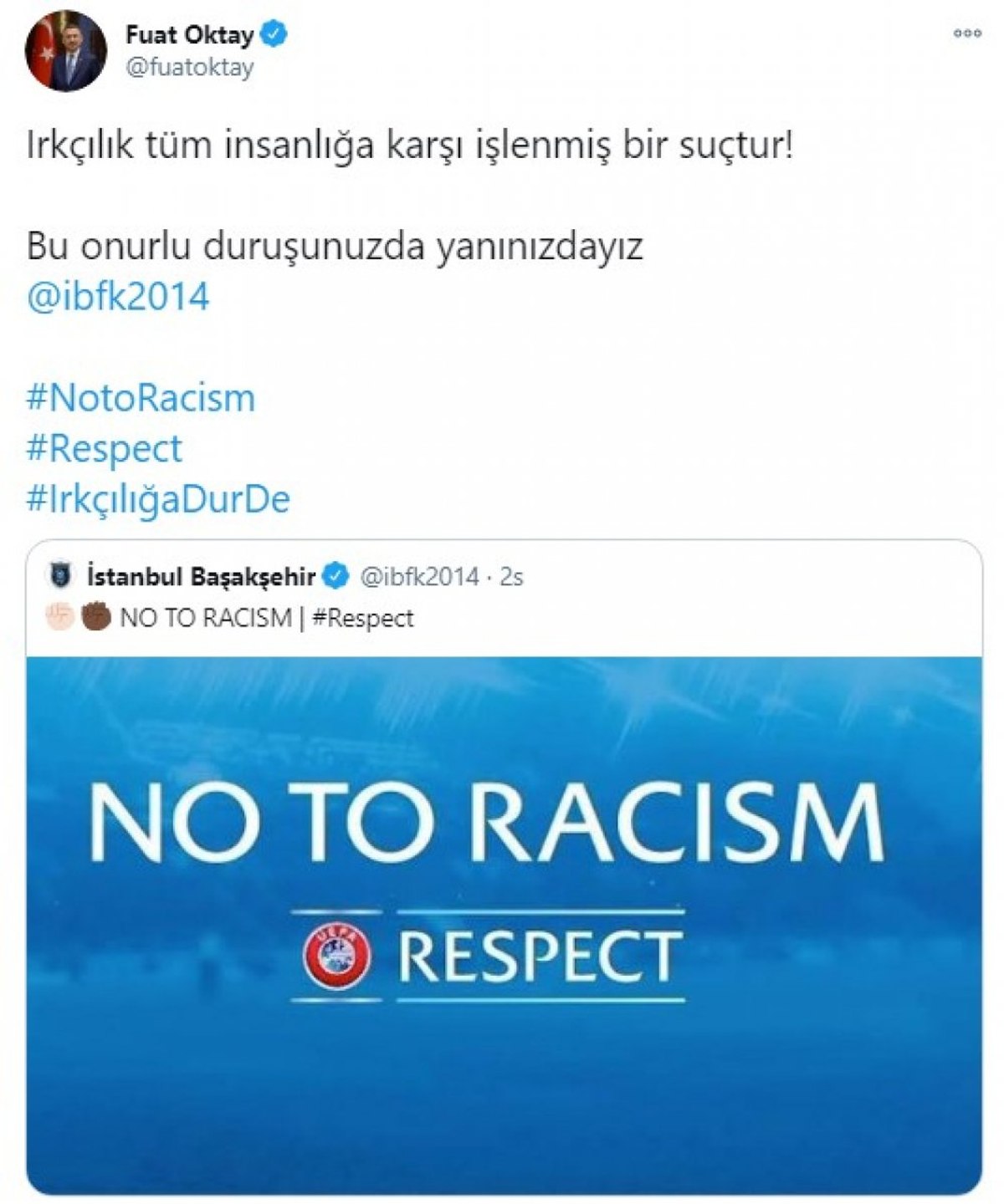 Fuat Oktay: Irkçılık tüm insanlığa karşı işlenmiş bir suçtur