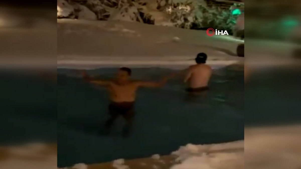 Josef, buzlu suya atladı