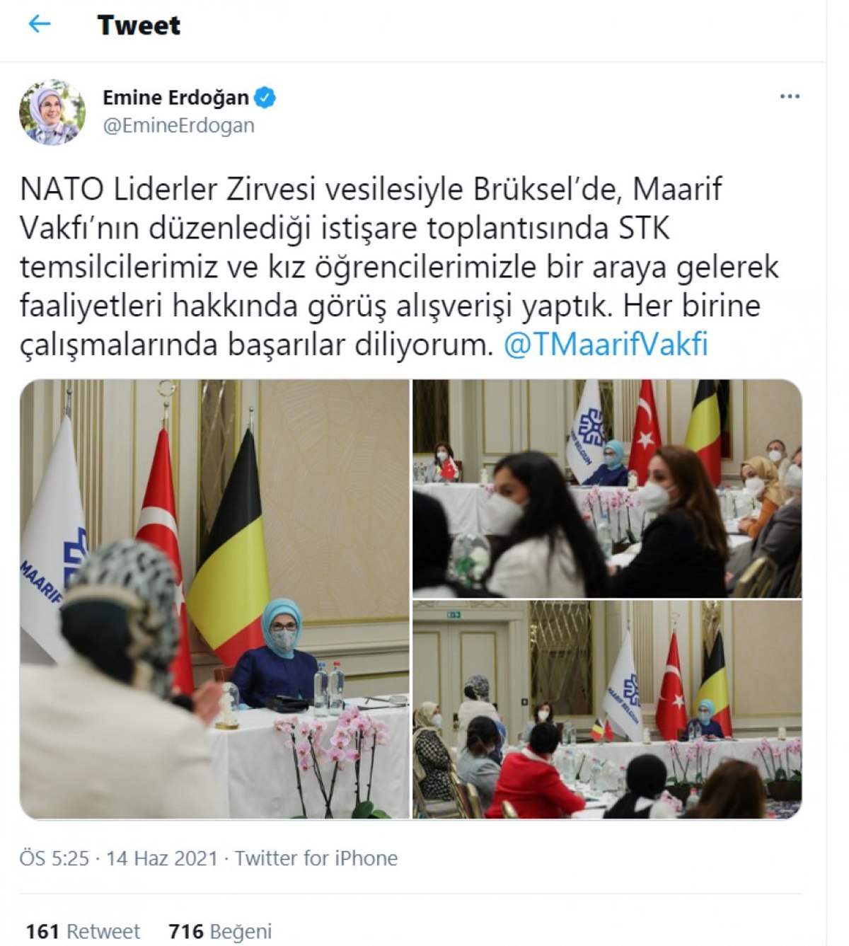 Emine Erdoğan, Belçika'daki Türk STK'larının temsilcileriyle bir araya geldi