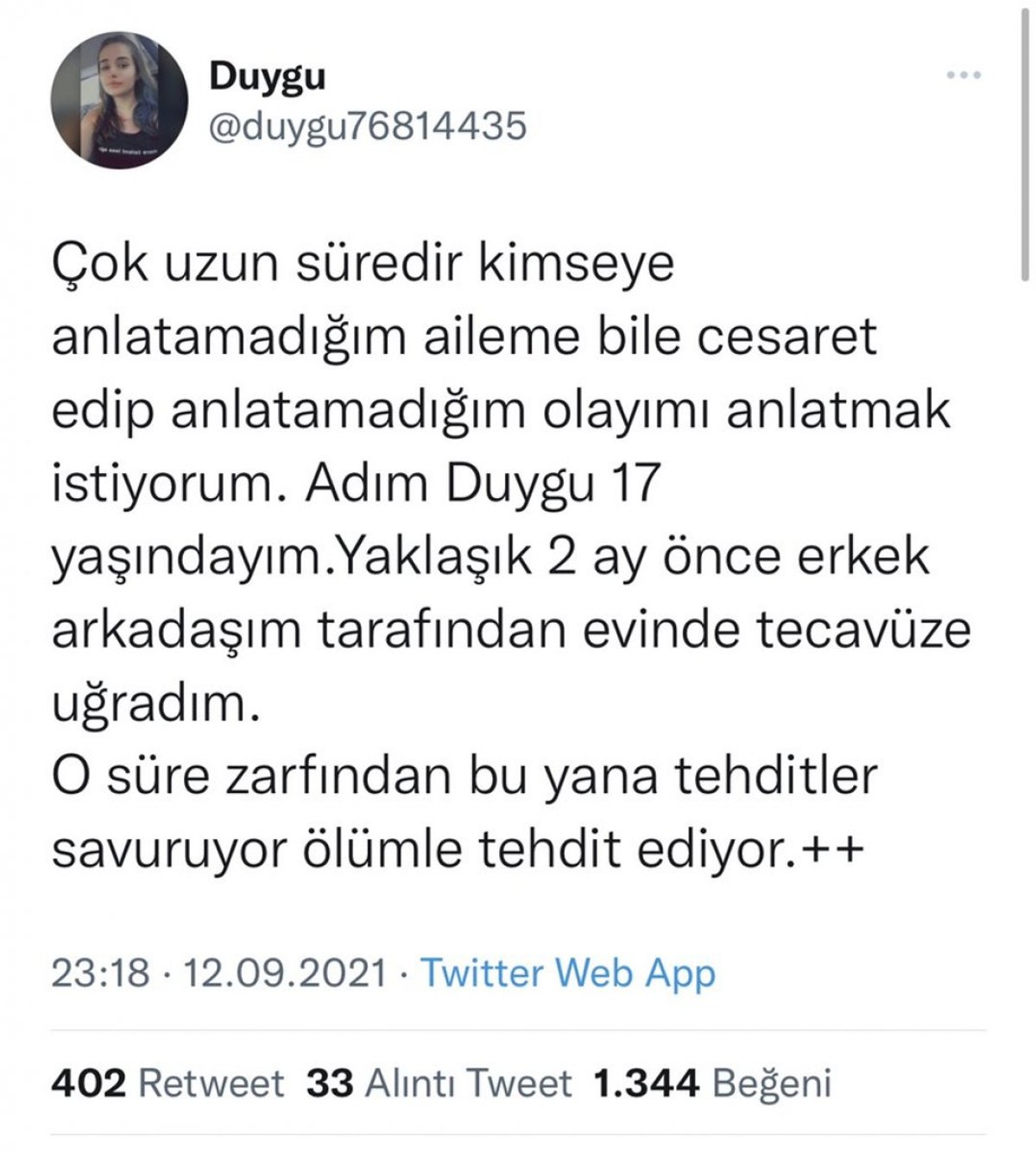 Tecavüze uğradığını söyleyen Duygu isimli hesabın sahibi erkek çıktı