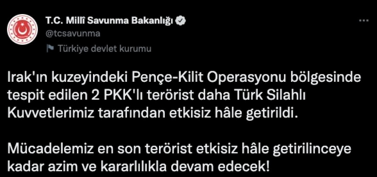 Pençe Kilit bölgesinde 2 terörist öldürüldü