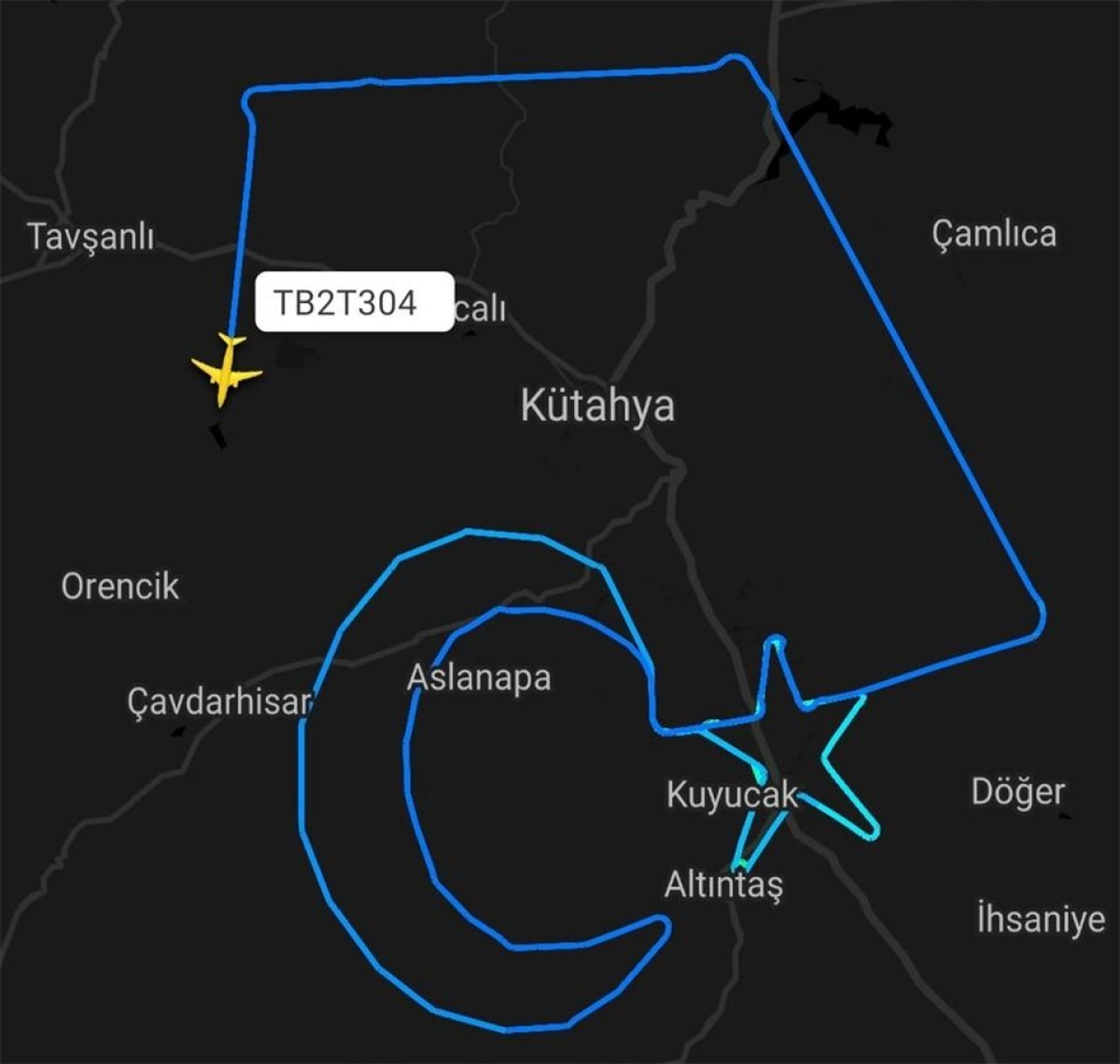 Bayraktar TB2, Kütahya üzerinde ay-yıldız çizdi