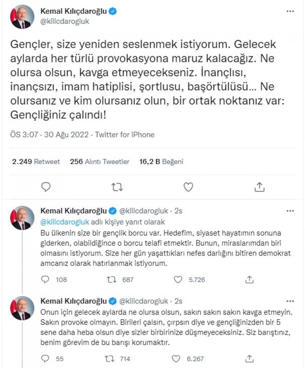 Kemal Kılıçdaroğlu’ndan gençlere: Sakın provoke olmayın