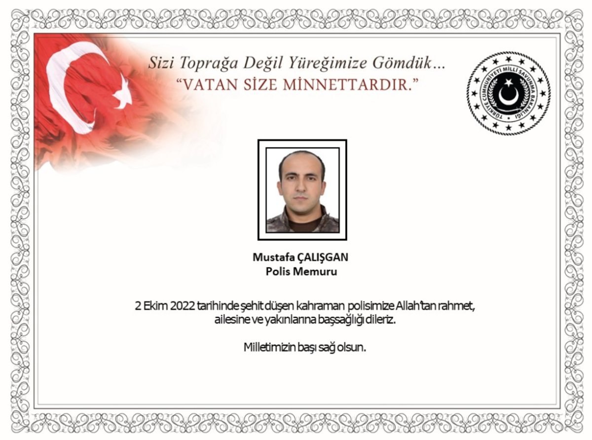Fırat Kalkanı Harekat bölgesinde bir polis şehit oldu