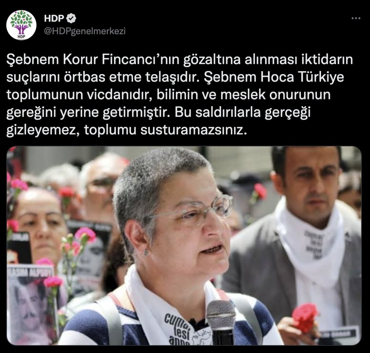 HDP'den gözaltına alınan TTB Başkanı Fincancı'ya destek paylaşımı