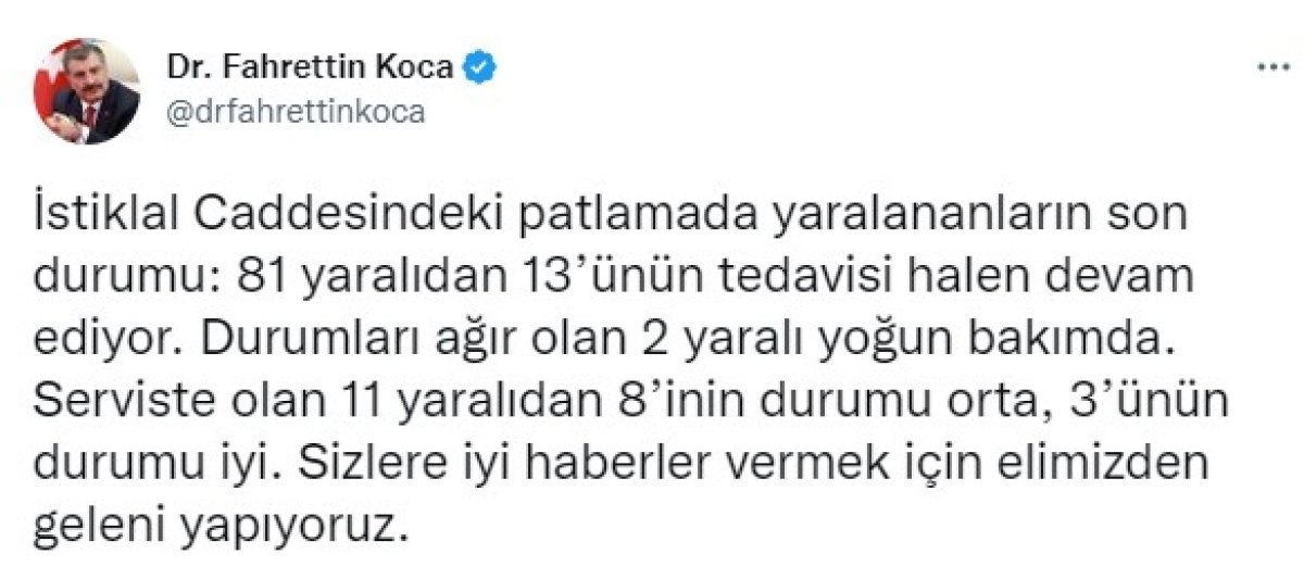 Taksim saldırısında yaralananların sağlık durumları