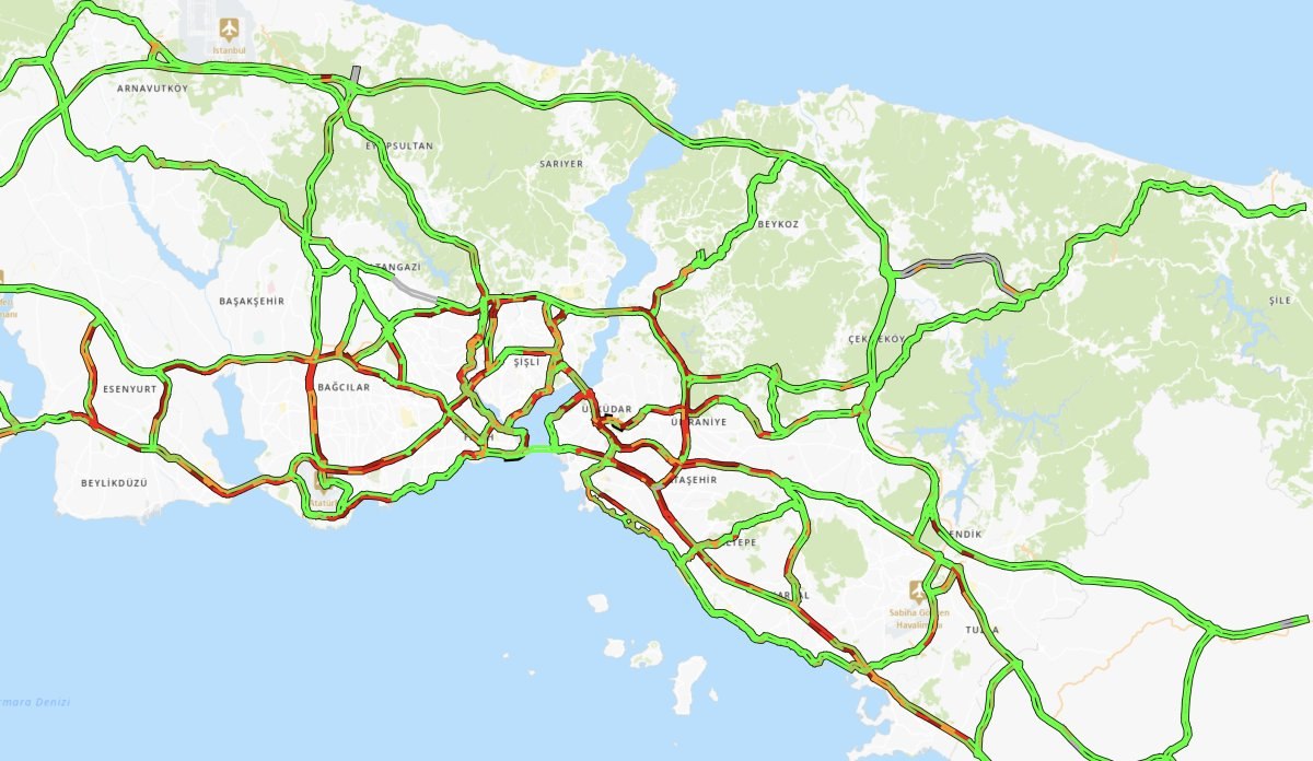 İstanbul'da trafik yoğunluğu yüzde 62'ye ulaştı