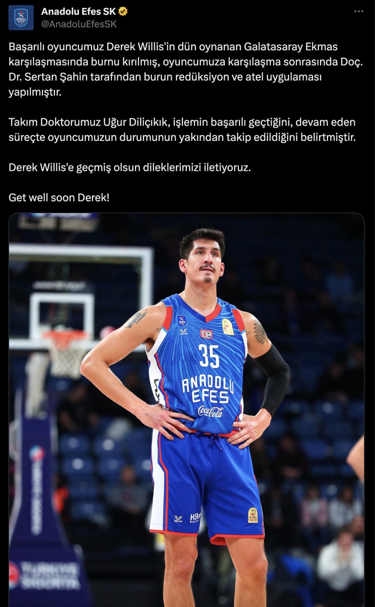 Anadolu Efes - AA Maçı ve Derek Willis'in Durumu