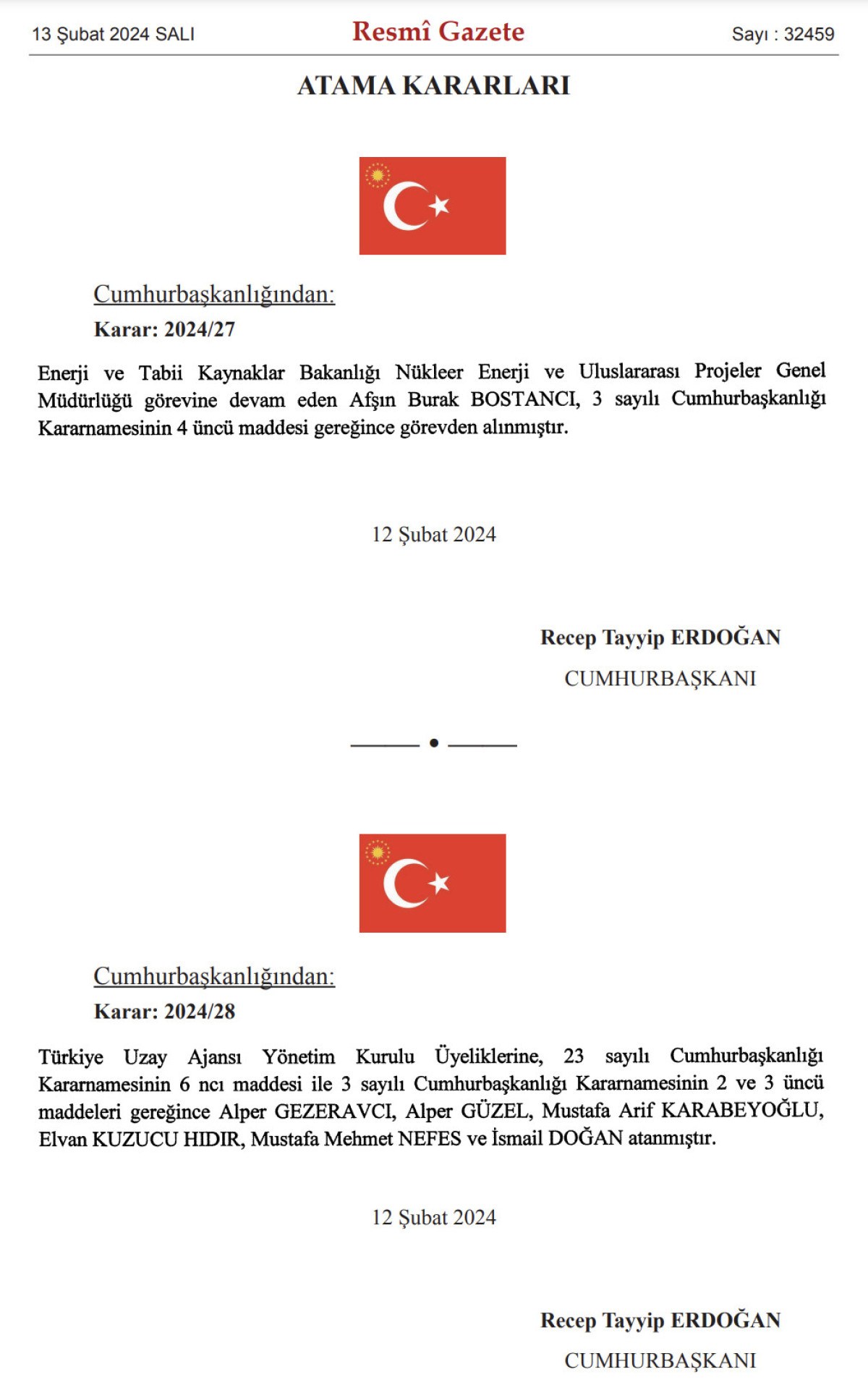 Türkiye Uzay Ajansı Yönetim Kurulu Üyelikleri