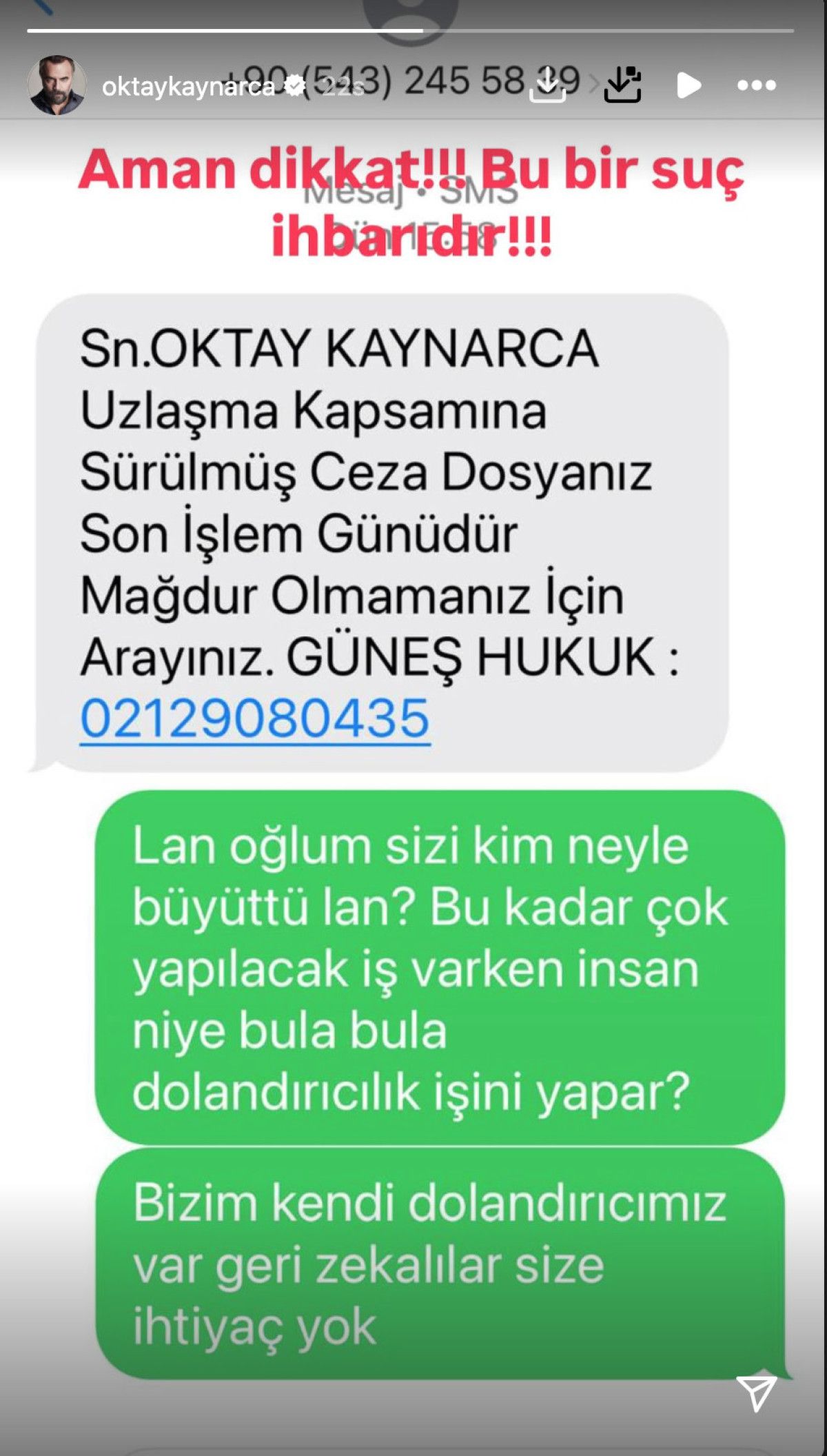 Ünlü Oyuncu Oktay Kaynarca'dan Dolandırıcılara Sert Uyarı