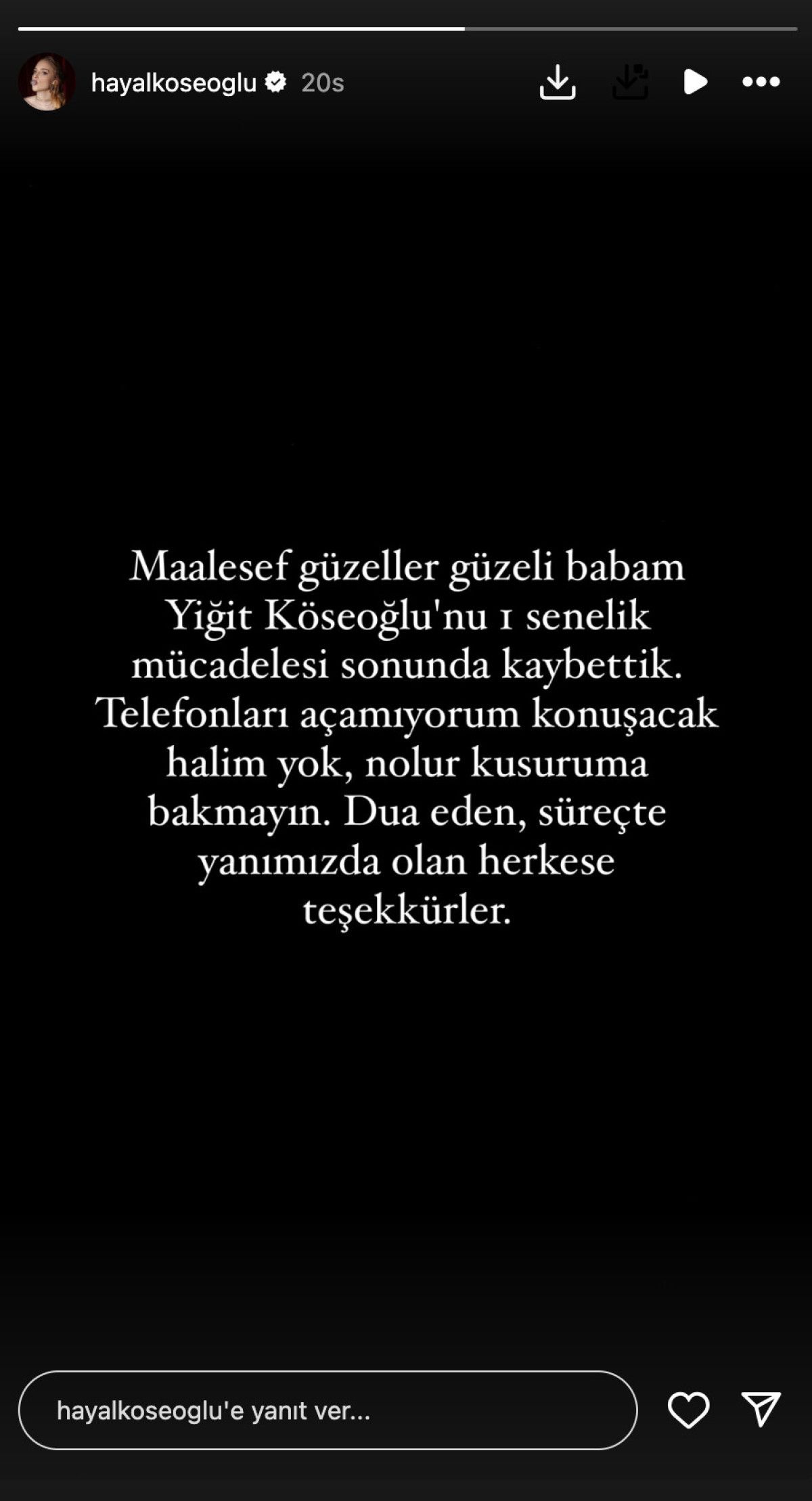 Oyuncu Hayal Köseoğlu’nun acı günü: Babası hayatını kaybetti