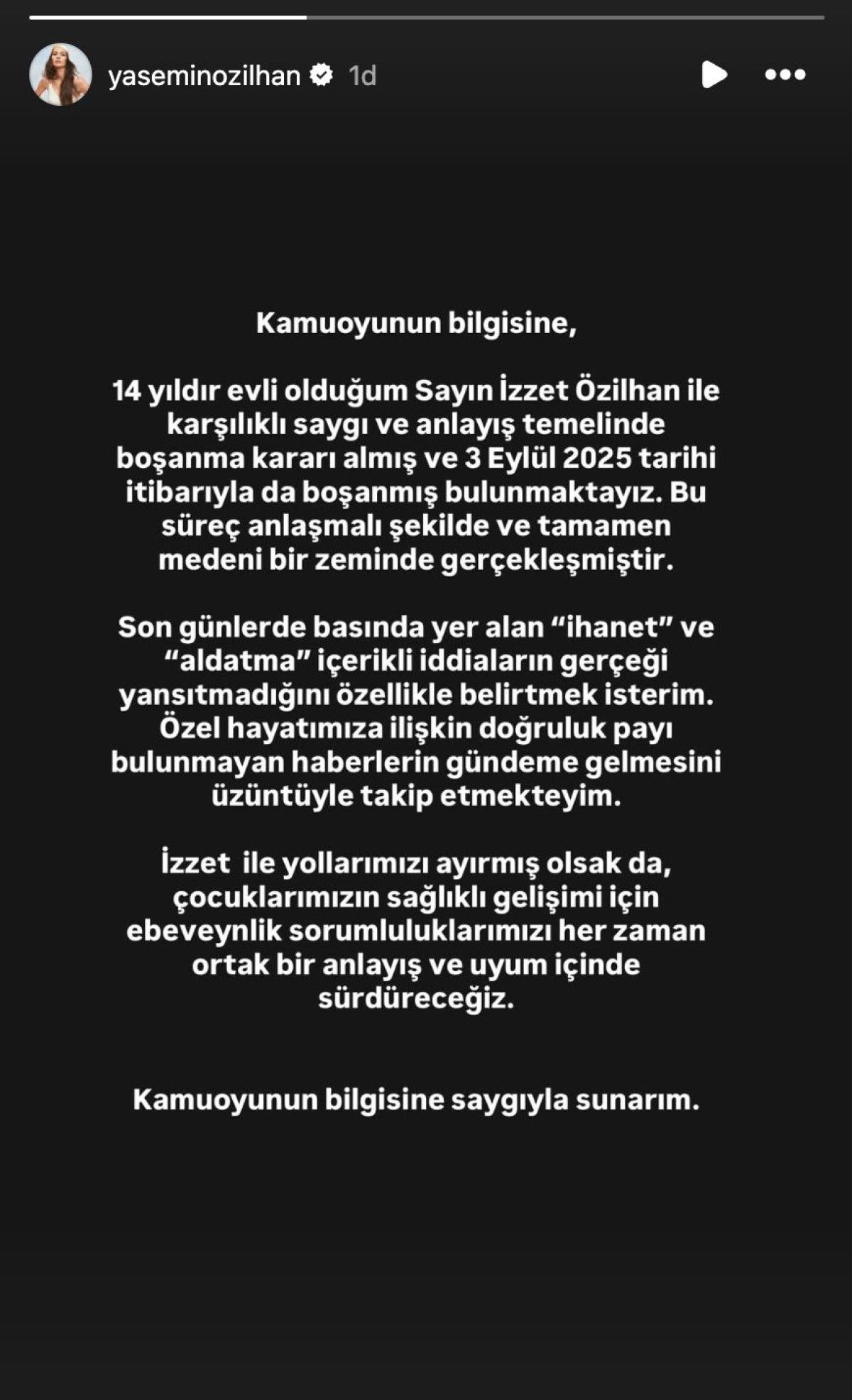 İzzet Özilhan ve Yasemin Özilhan Çifti 14 Yıllık Evliliği Anlaşmalı ve Medeni Çerçevede Sonlandırdı