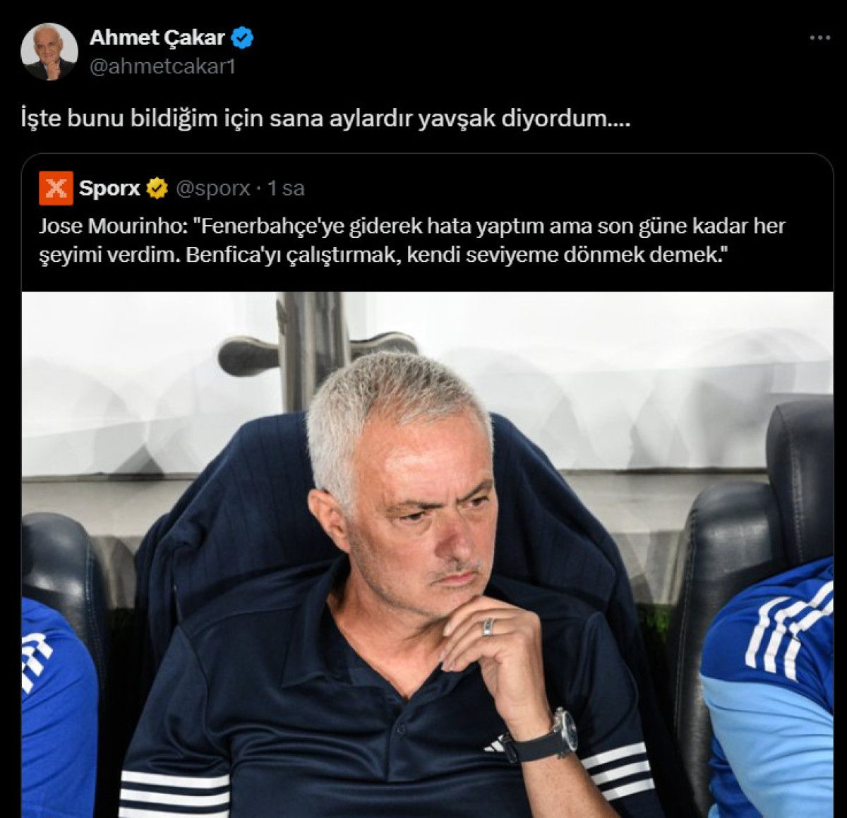 Benfica’ya Giden Mourinho: Fenerbahçe’den Ayrılışın Ardında Yeni Bir Yolculuk